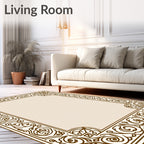 Ornate Brown Floral Border Rug