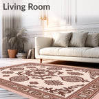 Terracotta Brown Vintage Medallion Border Rug