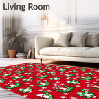 Festive Red Green Bell Garland Rug