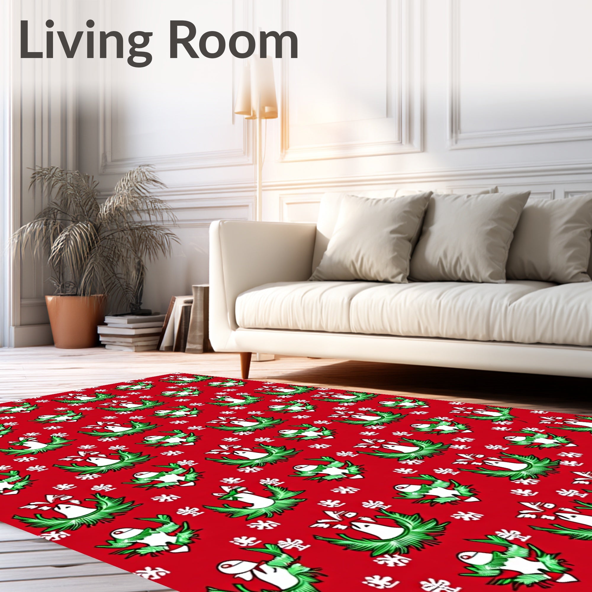 Festive Red Green Bell Garland Rug
