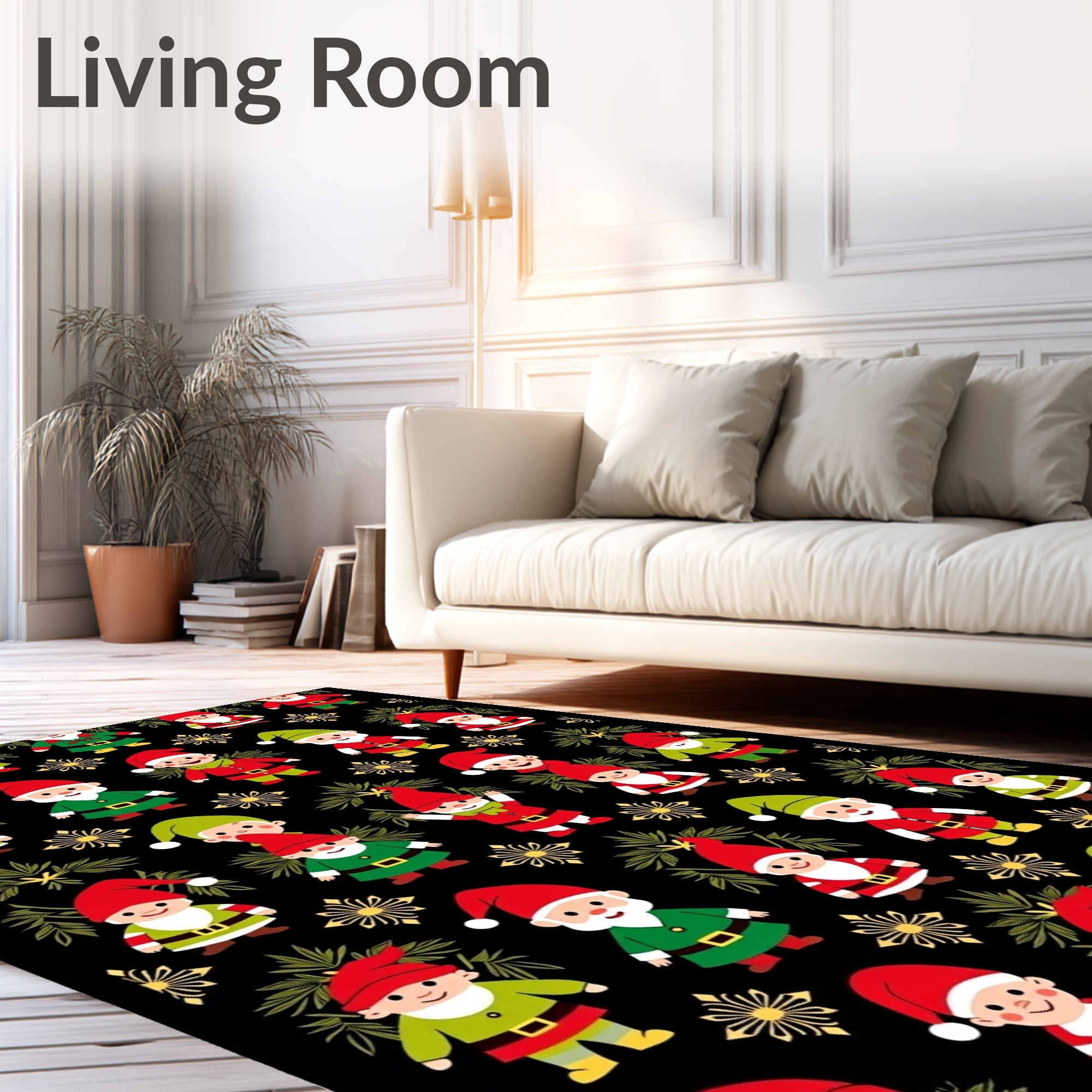 Festive Gnome Christmas Folk Art Rug