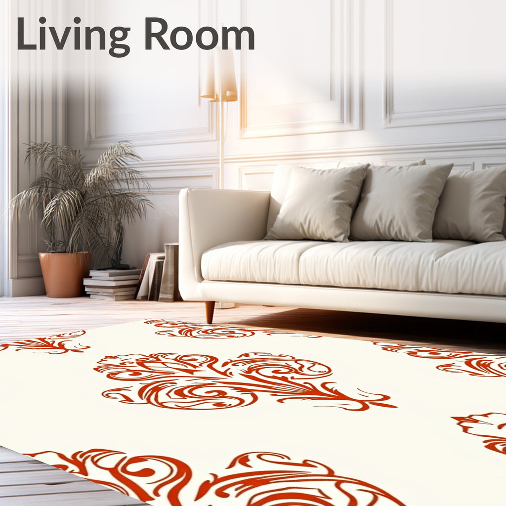 Crimson Formal Damask Scroll Rug