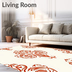 Crimson Formal Damask Scroll Rug