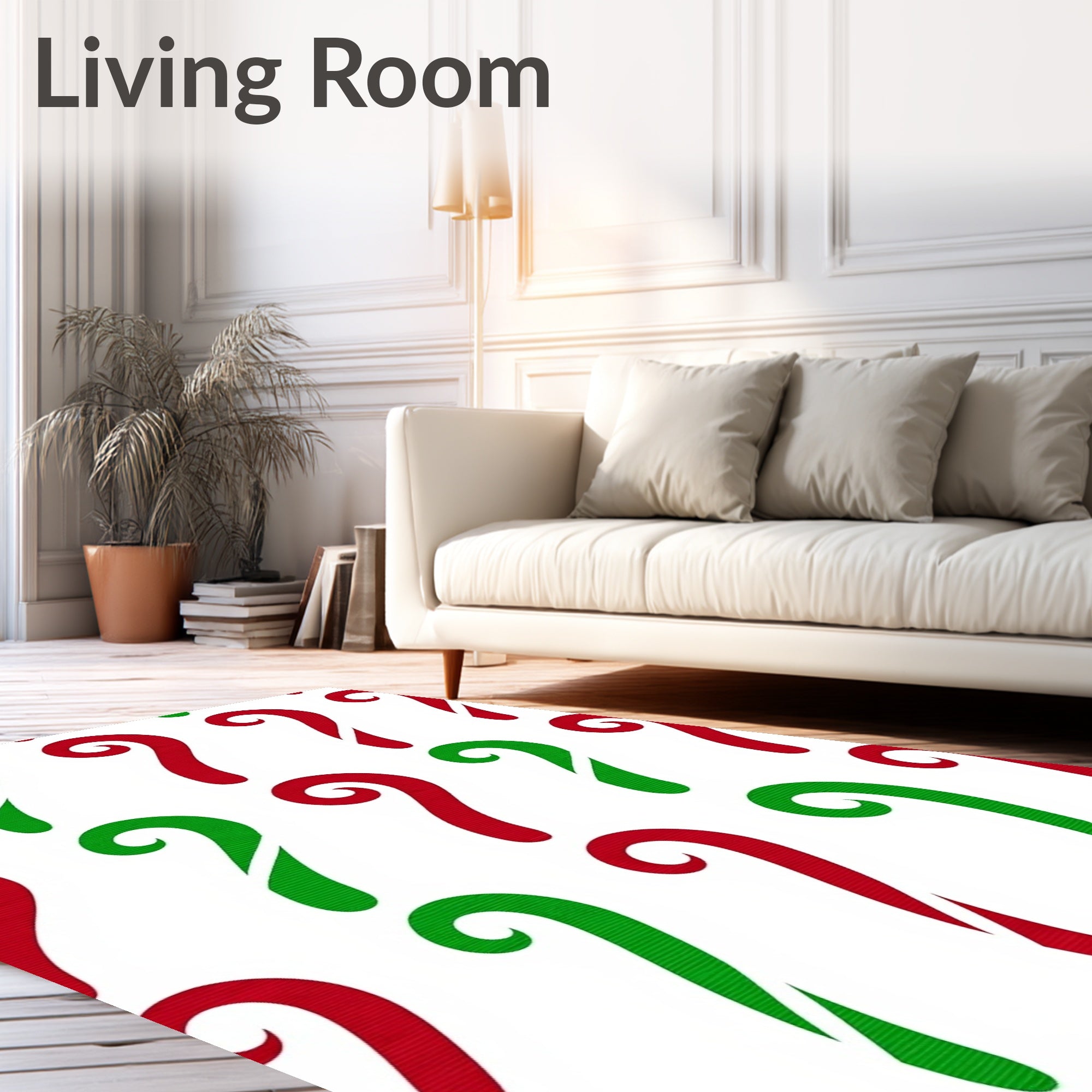 Red Green Candy Cane Repeat Rug