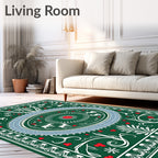 Festive Green White Red Animal Round Rug