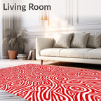 Vibrant Red Swirl Abstract Rug