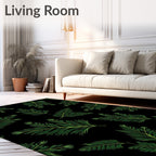 Emerald Green Fern Frond Pattern Rug