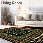 Golden Yellow Green Stars Square Rug