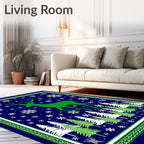 Green Stag Snowscape Forest Rug