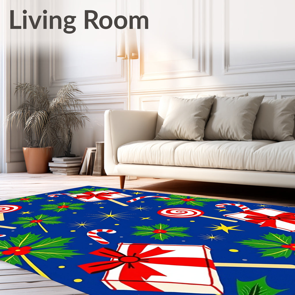 Red White Blue Christmas Lollipop Gift Rug