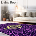 Bold Violet Yellow Abstract Knot Rug