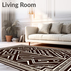 Dark Brown Geometric Art Deco Rug