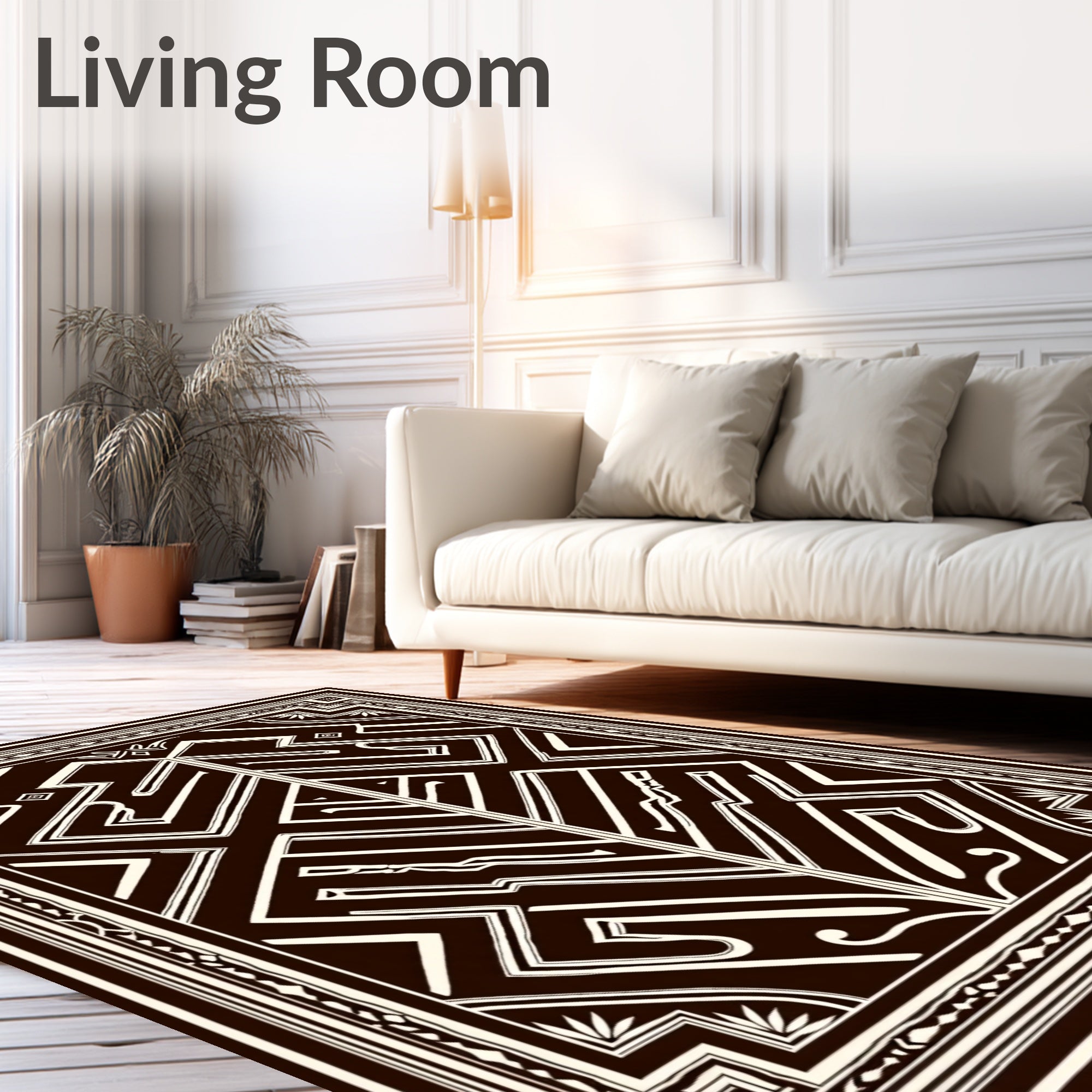 Dark Brown Geometric Art Deco Rug