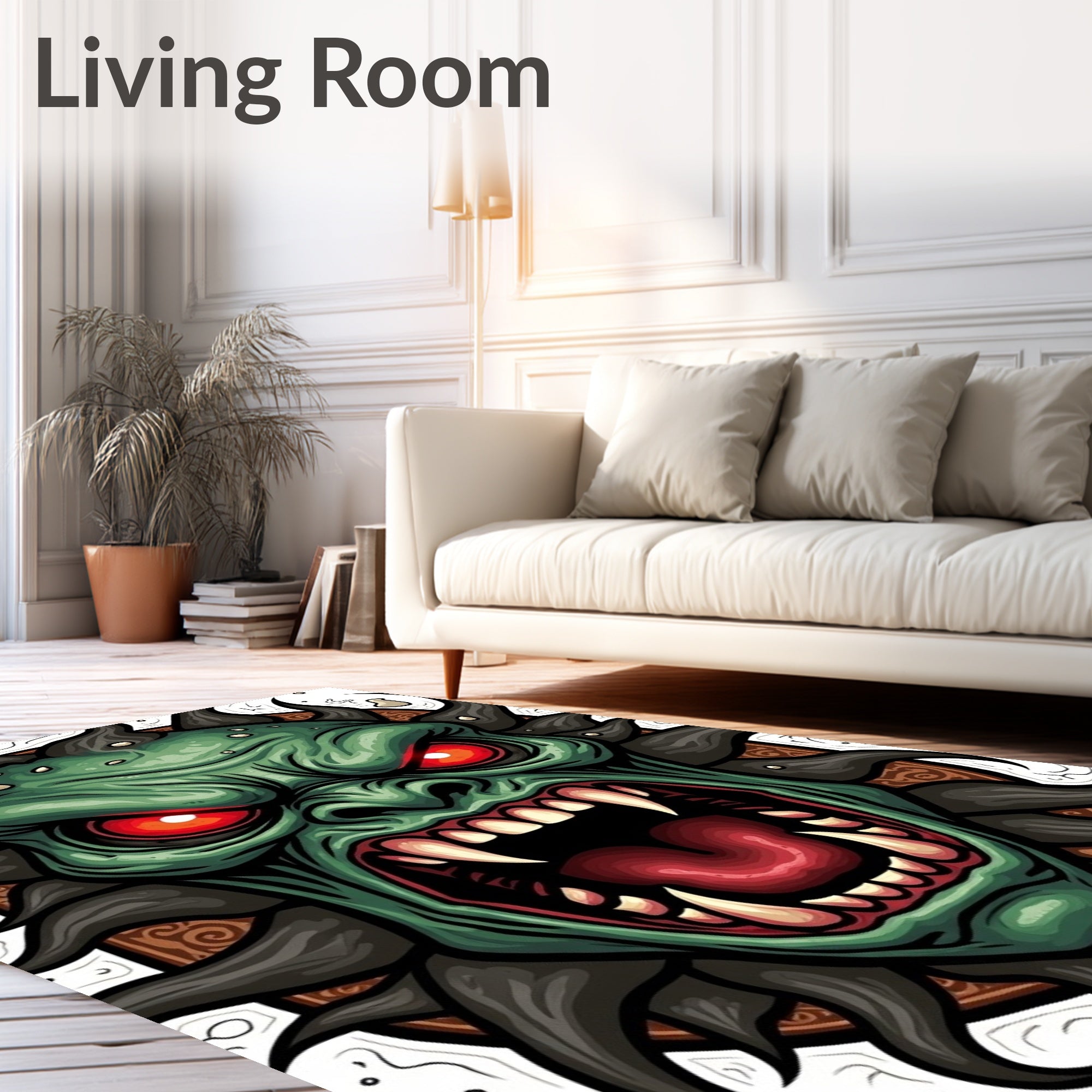 Fierce Green Monster Red Eyes Rug