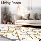 Golden Blue Geometric Lattice Rug