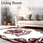 Maroon Crest Crown Embellished Frame Rug