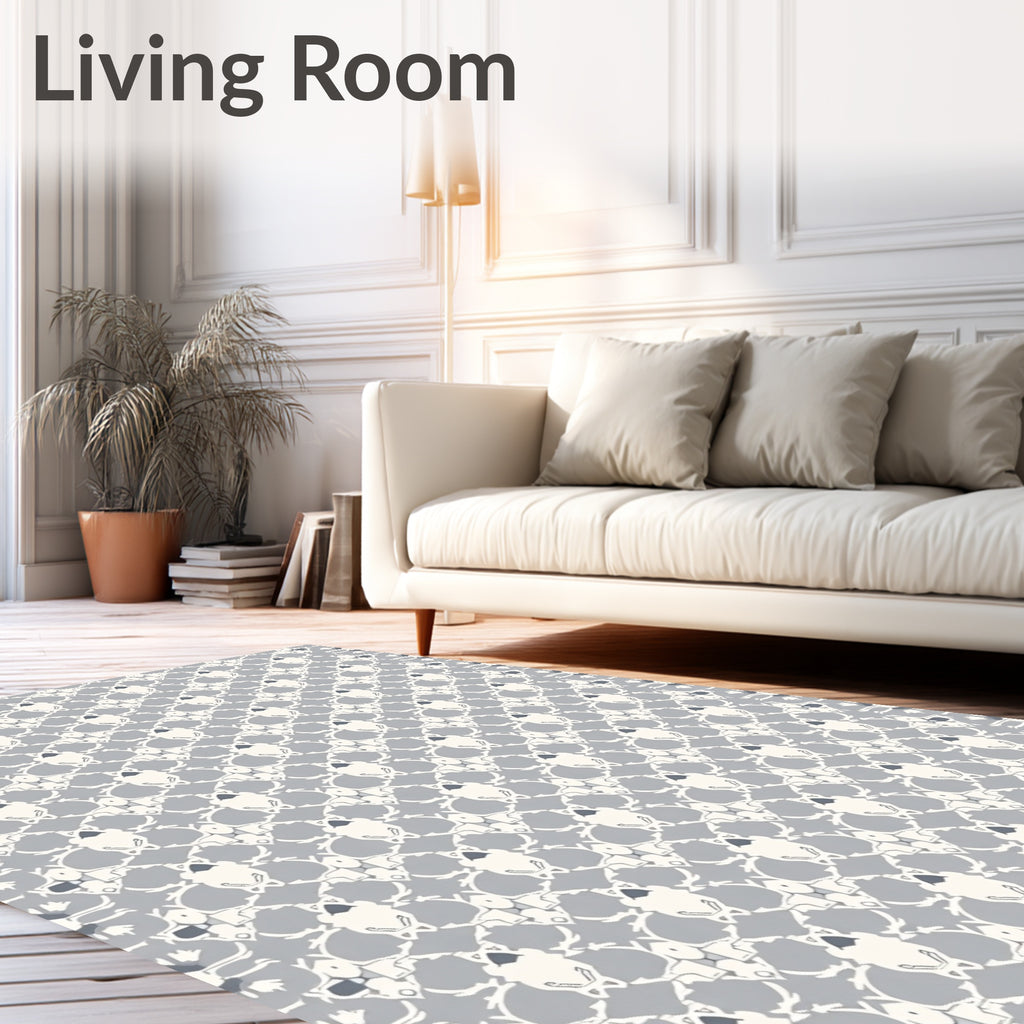 Pale Gray Lattice Organic Medallion Rug