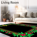 Gold Deer Woodland Floral Border Rug
