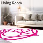 Vibrant Pink Heart Swirl Abstract Rug