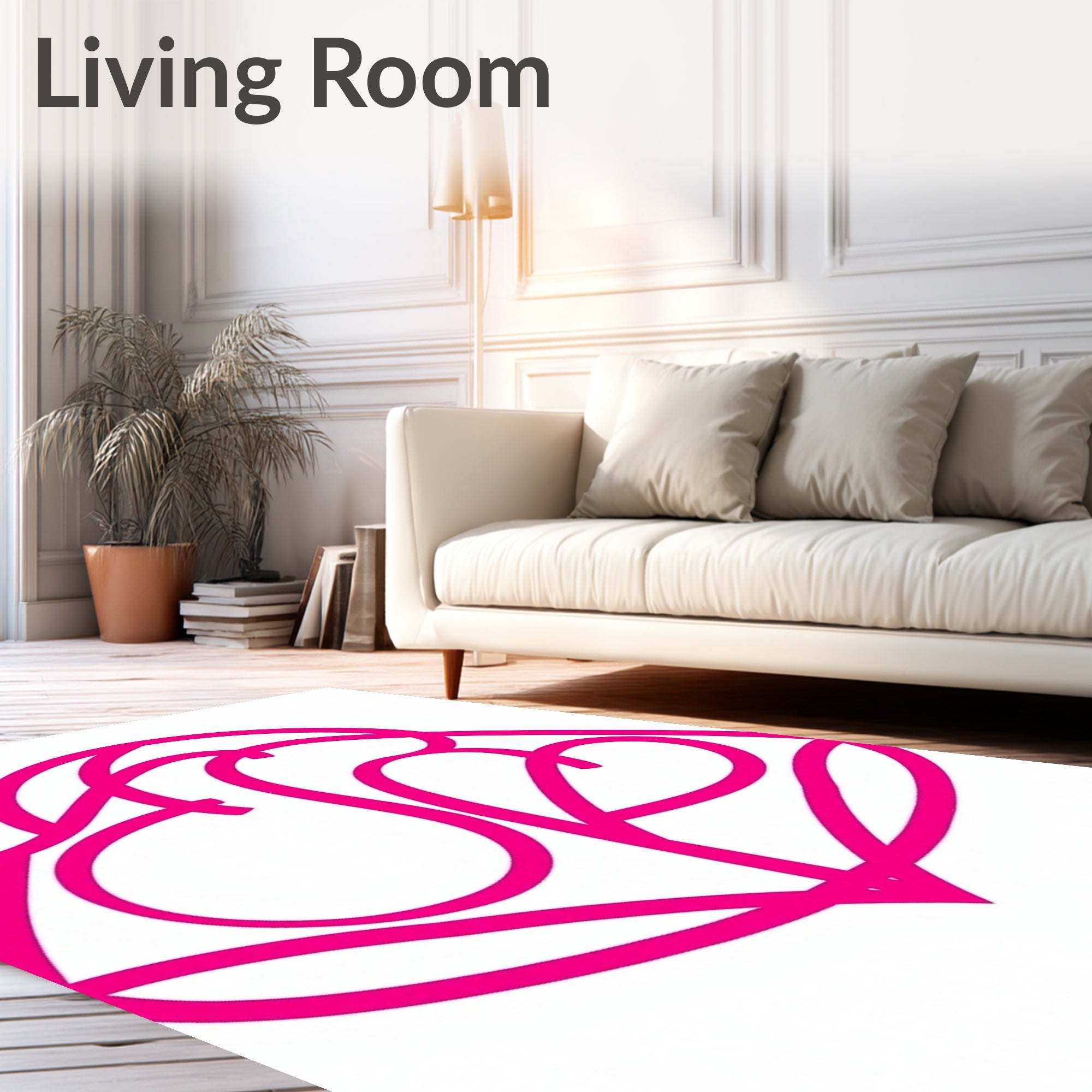 Vibrant Pink Heart Swirl Abstract Rug
