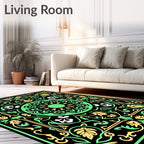 Classic Black Green Floral Medallion Rug