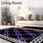 Ornate Lavender Quatrefoil Border Rug