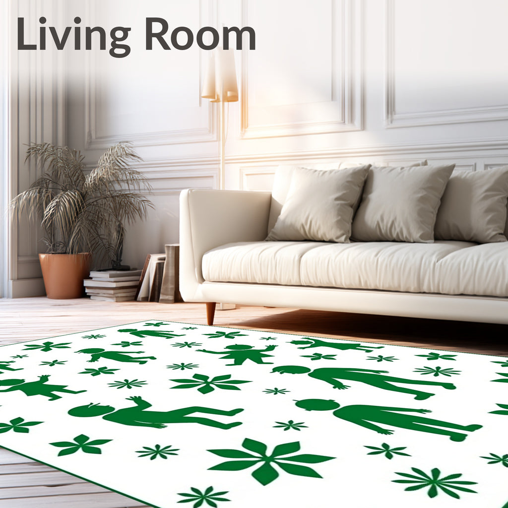 Green Figures And Holly Branches Rug