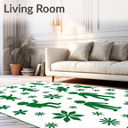 Green Figures And Holly Branches Rug