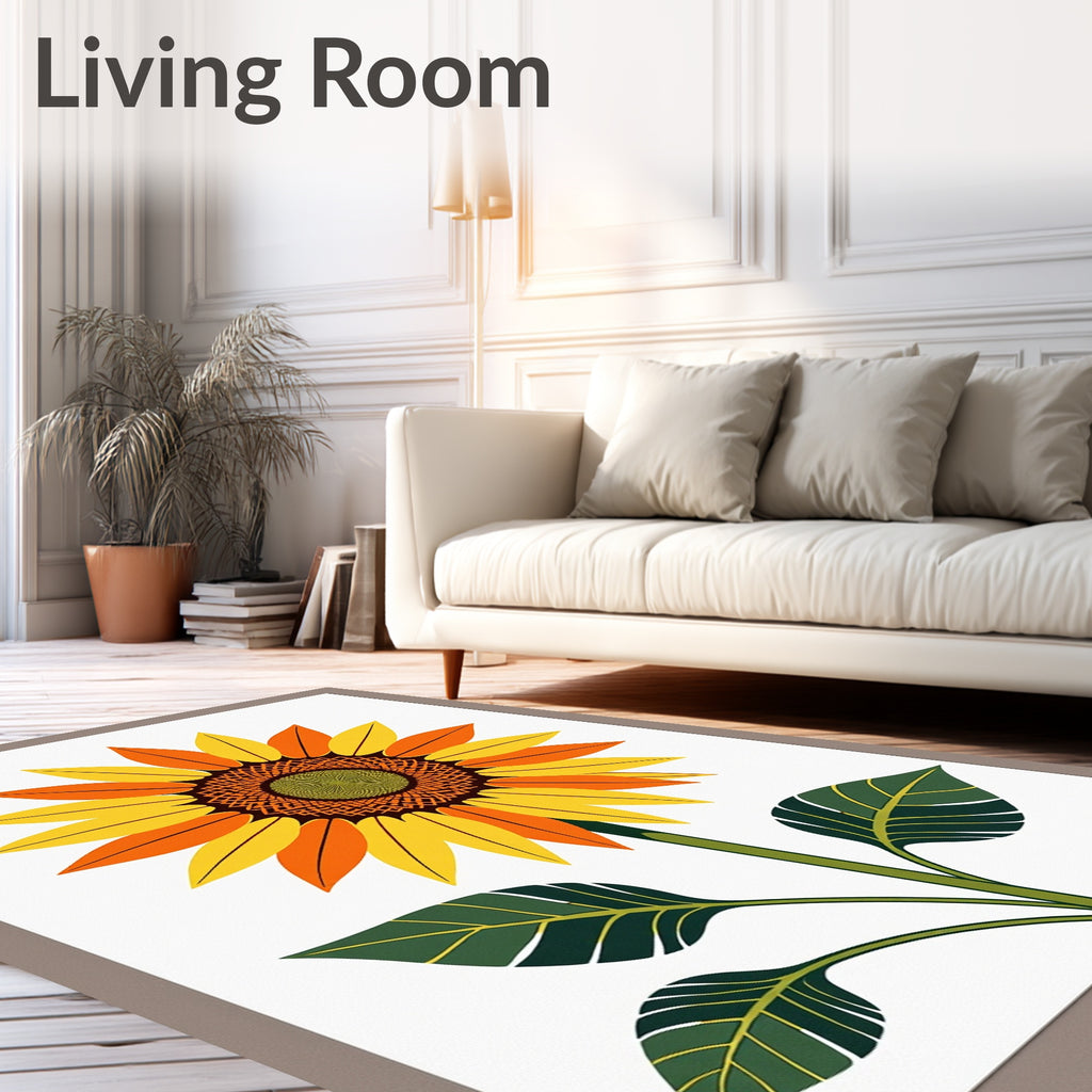 Golden Orange Sunflower Botanical Radiance Rug