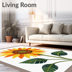 Golden Orange Sunflower Botanical Radiance Rug