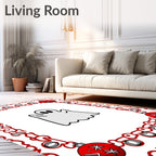 Red Festive Ghost Christmas Ornament Rug