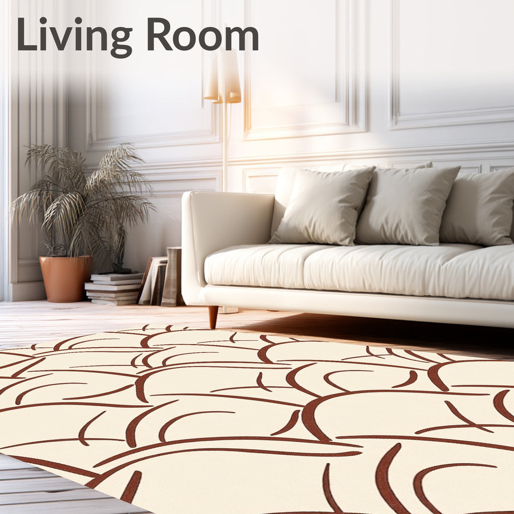 Cream Brown Abstract Landscape Rug