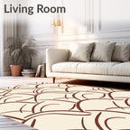 Cream Brown Abstract Landscape Rug