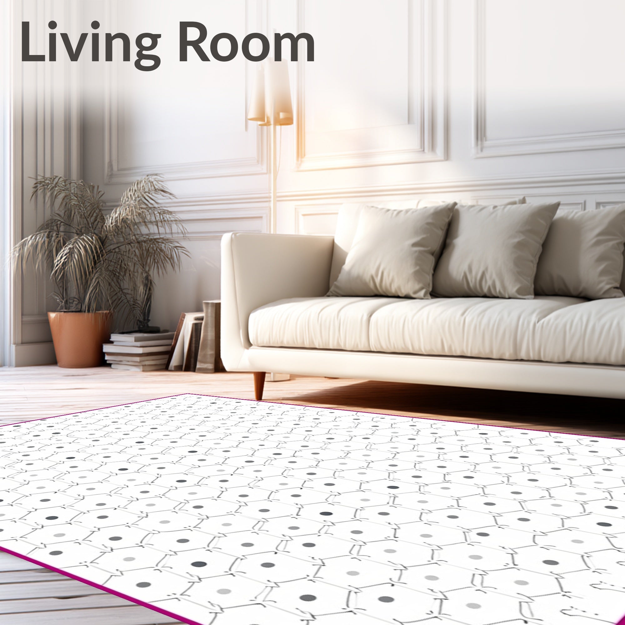 Monochromatic Hexagonal Polka Dot Geometric Rug