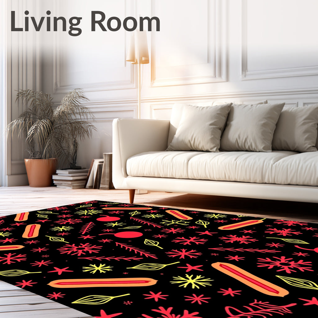 Retro Red Yellow Hot Dog Snowflakes Rug
