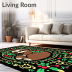 Festive Sloth Holly Berry Circle Rug