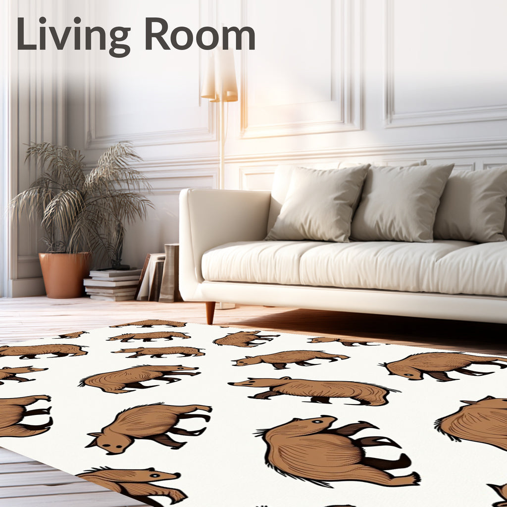 Brown Bear Repeating Pattern Rug