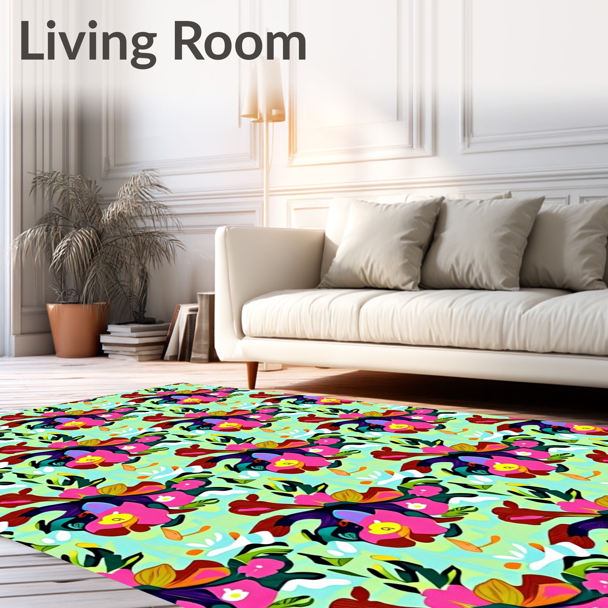 Bold Tropical Pink Floral Burst Rug