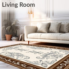 Brown Cream Elaborate Scrollwork Area Rug