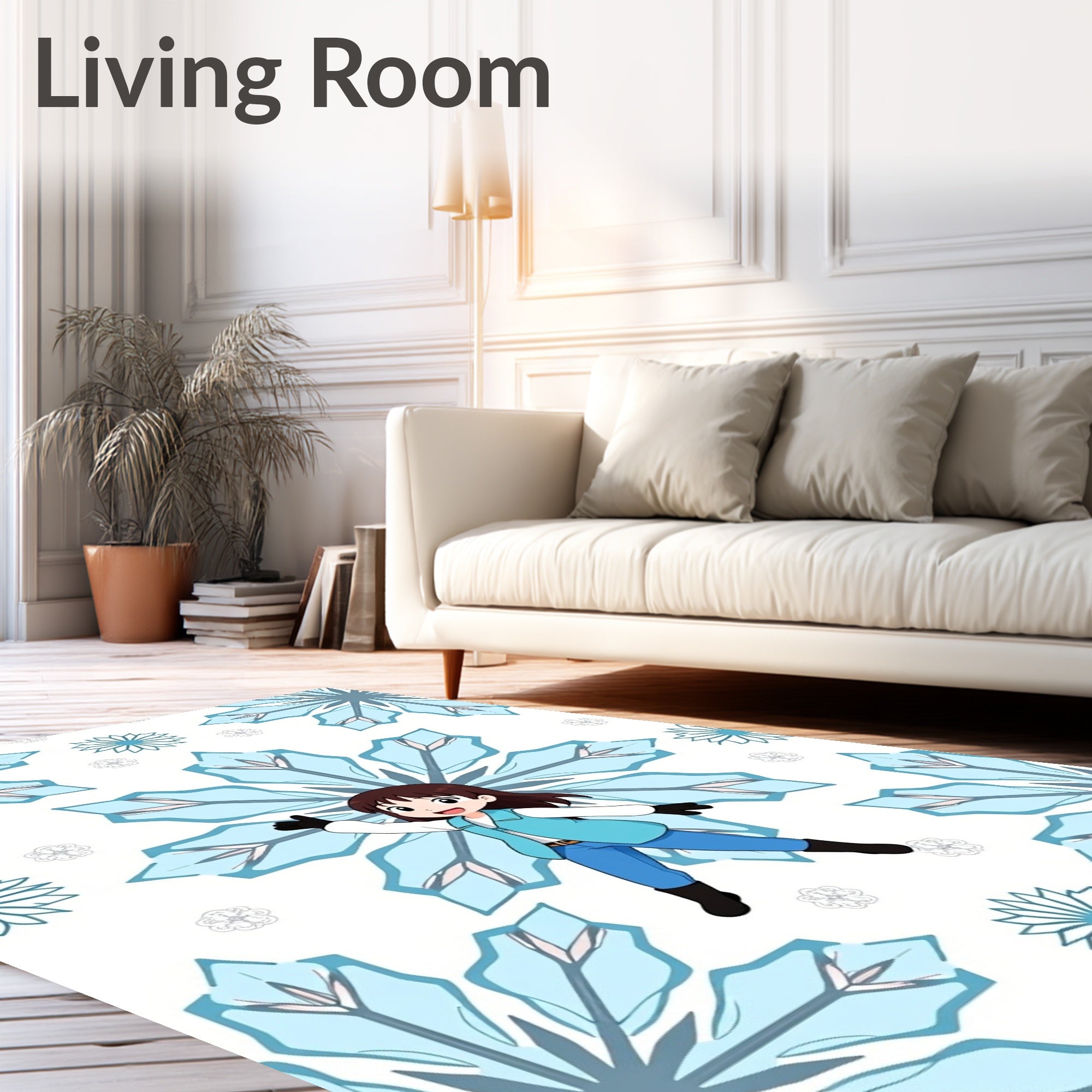 Light Blue Snowflake Whimsy Rug