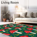 Red Mushroom Forest Whimsical Repeat Rug