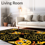Whimsical Yellow Cat Brain Pattern Rug