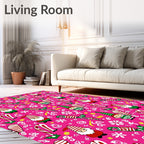 Pink Christmas Gnomes Candy Canes Rug