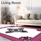 Bold Pink Black Medallion Border Rug