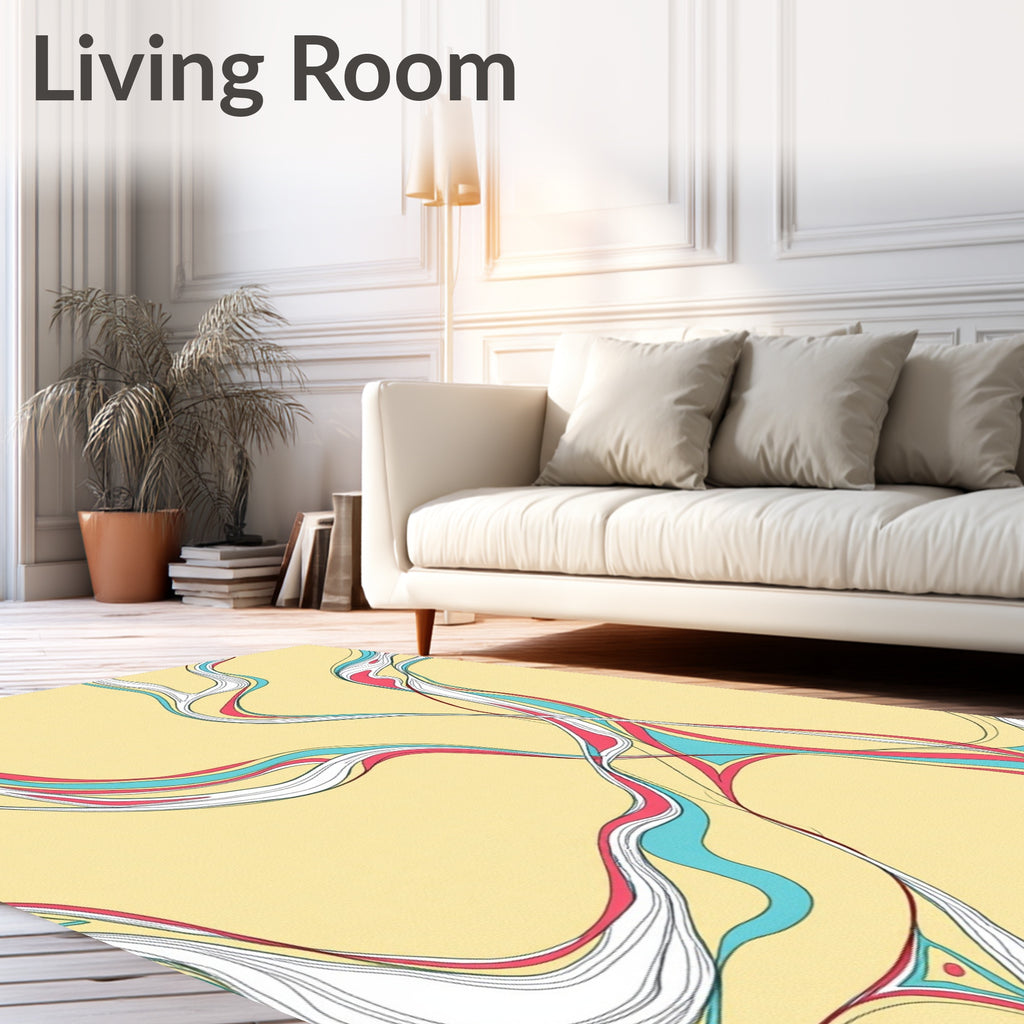 Flowing Pink Turquoise Abstract Waves Rug