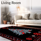 Winter Wonderland Tree Red Borders Rug