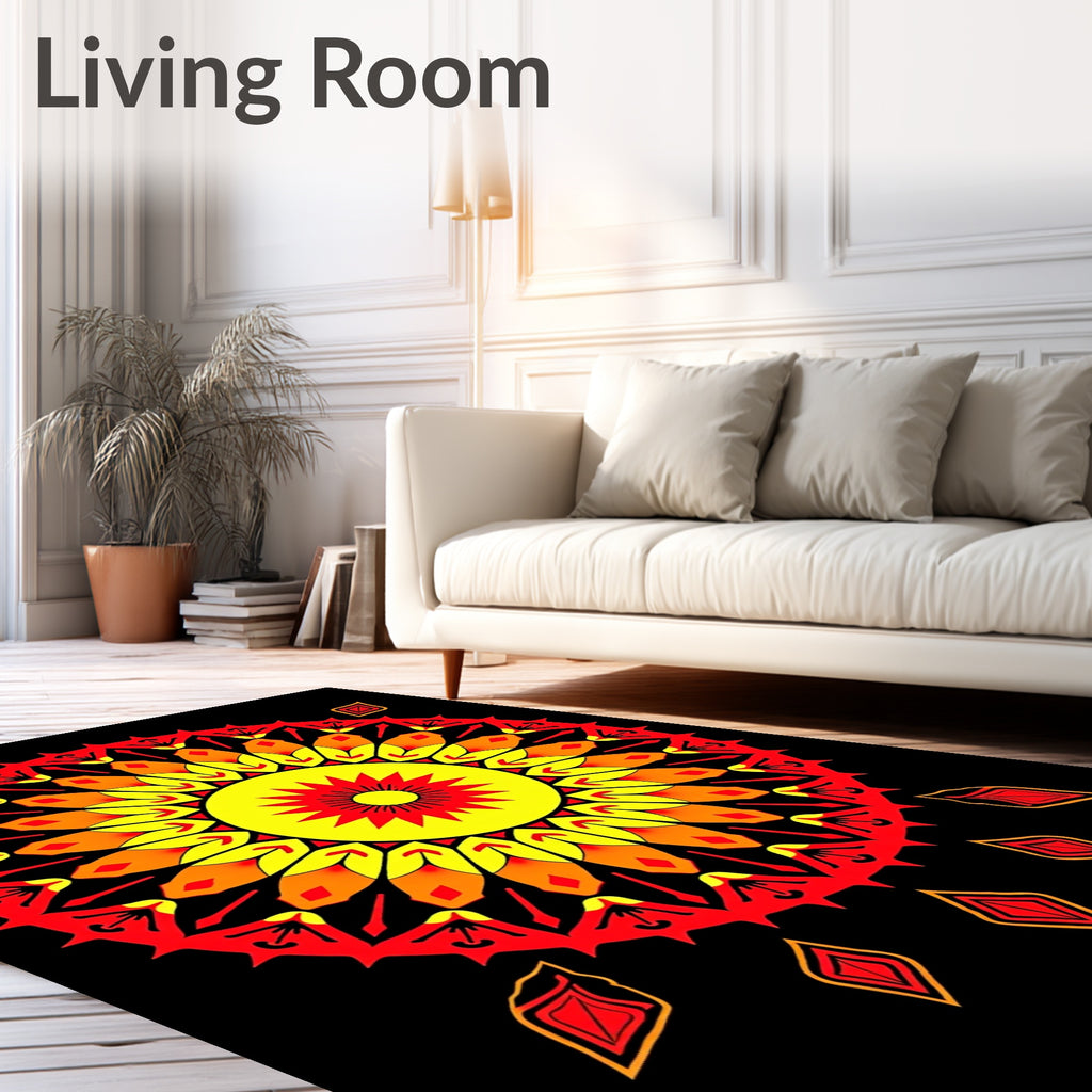 Radiant Sunburst Mandala Vivid Colors Rug