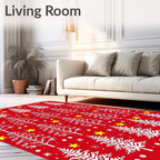 Crimson White Christmas Tree Starscape Rug