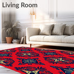 Crimson Navy Floral Medallion Tapestry Rug