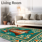 Copper Bell Teal Ornate Floral Rug